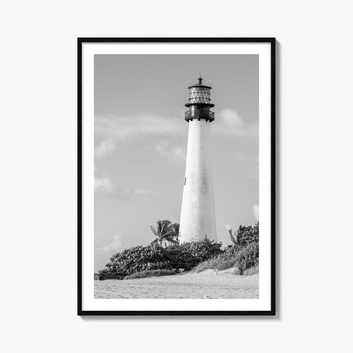 Cape Florida Lighthouse Black and White Fine Art Photo Print, Key Biscayne Miami Poster