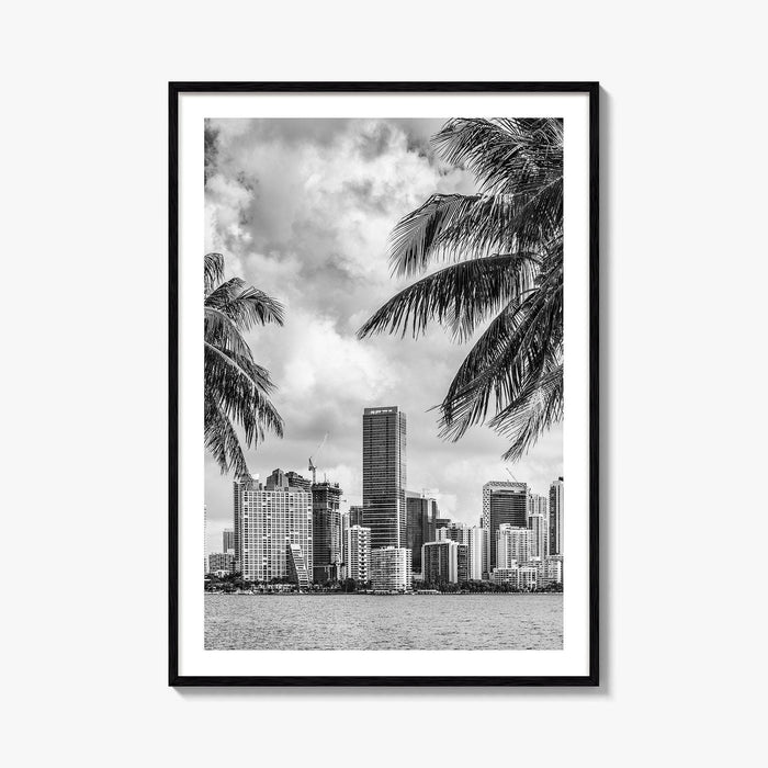 Miami Skyline Black and White Fine Art Photo Print, Florida Downtown Wall Poster, USA