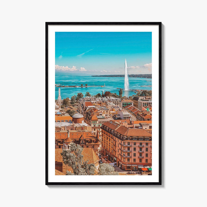 Geneva Skyline Fine Art Photo Print, Wall Decor Poster, Switzerland, Jet d'Eau, Lake Leman