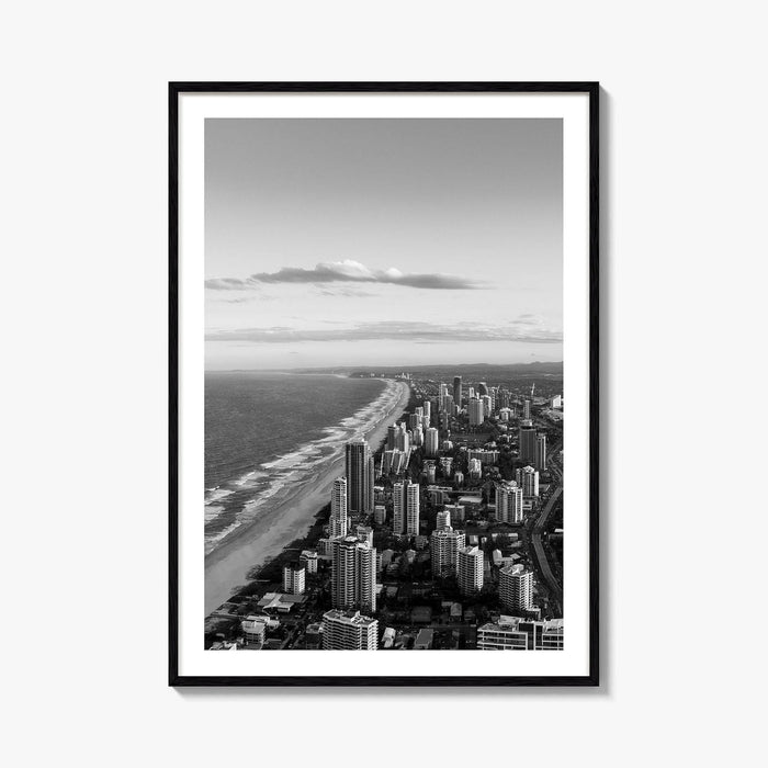 Gold Coast Black and White Fine Art Photo Print, Broadbeach, Queensland Australia Wall Decor