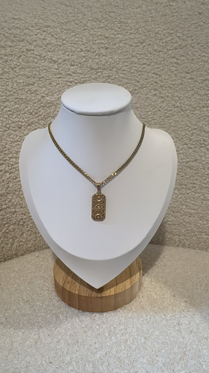 Gold Devil’s Eye Pendant Necklace - Thick Chain
