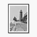Grand Haven Black and White Fine Art Photo Print, Lighthouse, Michigan USA, Wall Poster