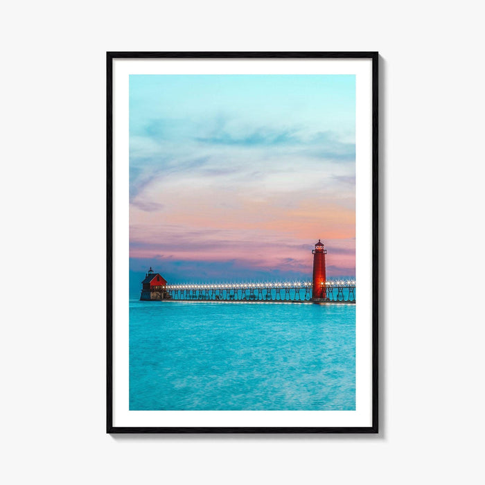 Grand Haven Fine Art Photo Print, Lake Michigan, South Pierhead Lighthouse, USA Poster
