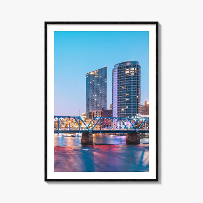 Grand Rapids Skyline Fine Art Photo Print, Michigan, USA, Grand River, Wall Poster