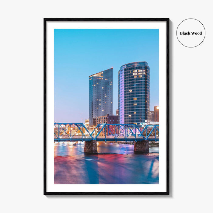 Grand Rapids Skyline Fine Art Photo Print, Michigan, USA, Grand River, Wall Poster