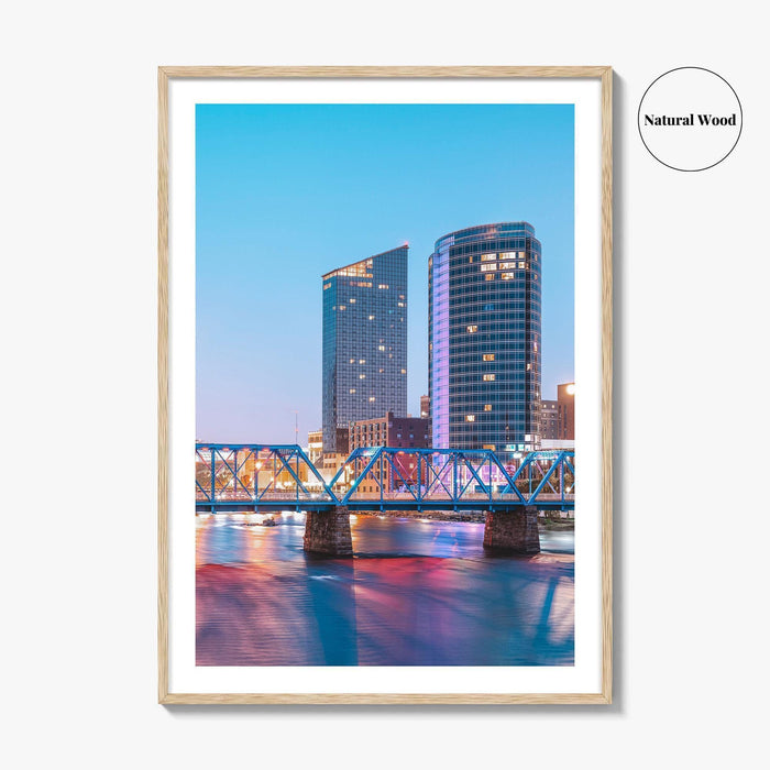 Grand Rapids Skyline Fine Art Photo Print, Michigan, USA, Grand River, Wall Poster