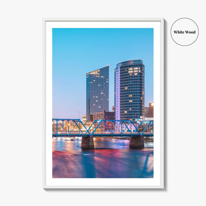 Grand Rapids Skyline Fine Art Photo Print, Michigan, USA, Grand River, Wall Poster