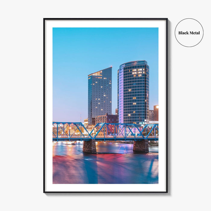 Grand Rapids Skyline Fine Art Photo Print, Michigan, USA, Grand River, Wall Poster