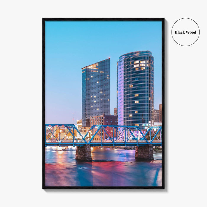 Grand Rapids Skyline Fine Art Photo Print, Michigan, USA, Grand River, Wall Poster
