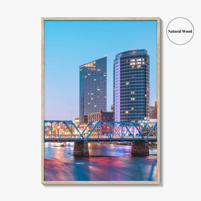 Grand Rapids Skyline Fine Art Photo Print, Michigan, USA, Grand River, Wall Poster