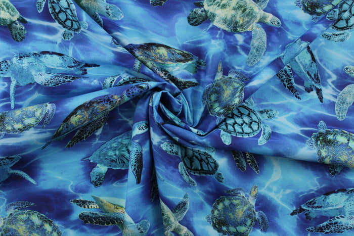 Greta Lynn Oceana Sea Turtle Haven in 108" Width Quilt Backing for Benartex
