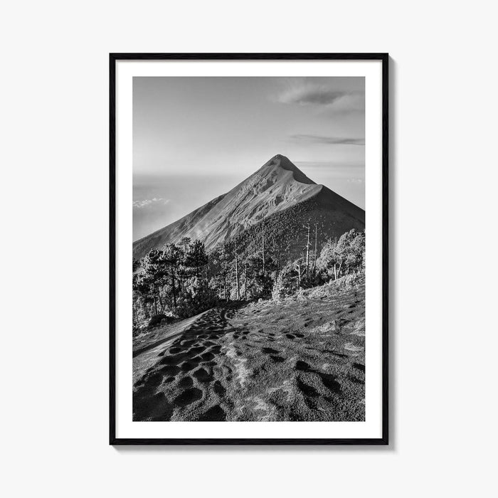Guatemala Black and White Fine Art Photo Print, Fuego Volcano, Central America Poster