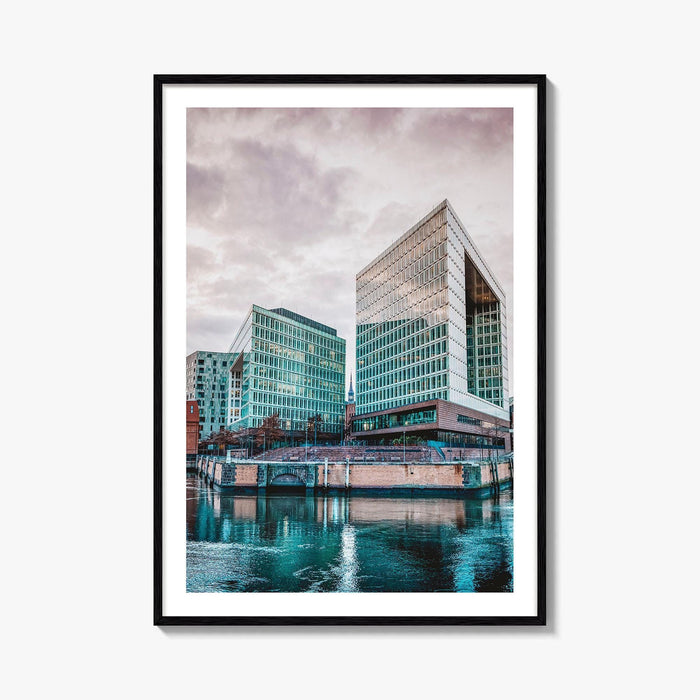 Hamburg Skyline Fine Art Photo Print, HafenCity, Ericusgraben, St Catherine's Church, Germany Poster