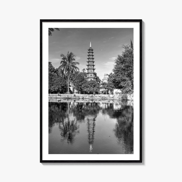 Hanoi Black and White Fine Art Photo Print, Tran Quoc Pagoda Vietnam Poster