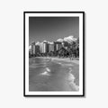 Honolulu Skyline Black and White Fine Art Photo Print, Waikiki Oahu Hawaii Poster