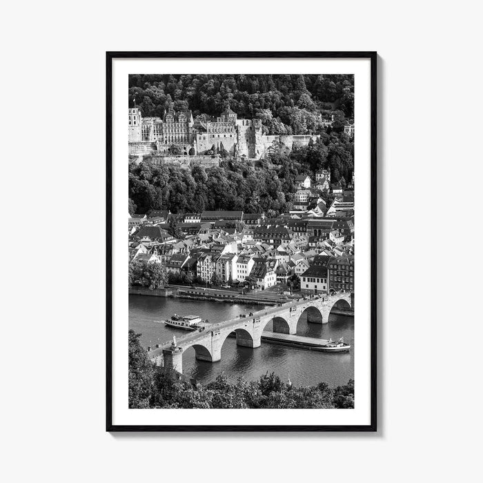 Heidelberg Black and White Fine Art Photo Print, Germany, Carl Theodor Bridge, Castle
