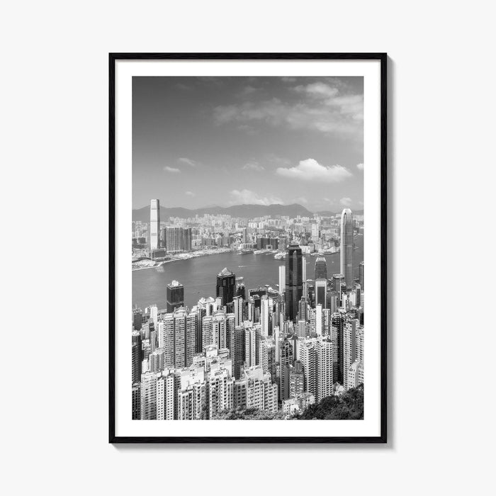 Hong Kong Skyline Black and White Fine Art Photo Print, Victoria Peak Poster