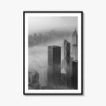 Hong Kong Skyline Black and White Fine Art Photo Print, Skyscraper, China Poster