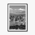 Honolulu Skyline Black and White Fine Art Photo Print, Waikiki Beach, Oahu Hawaii Poster
