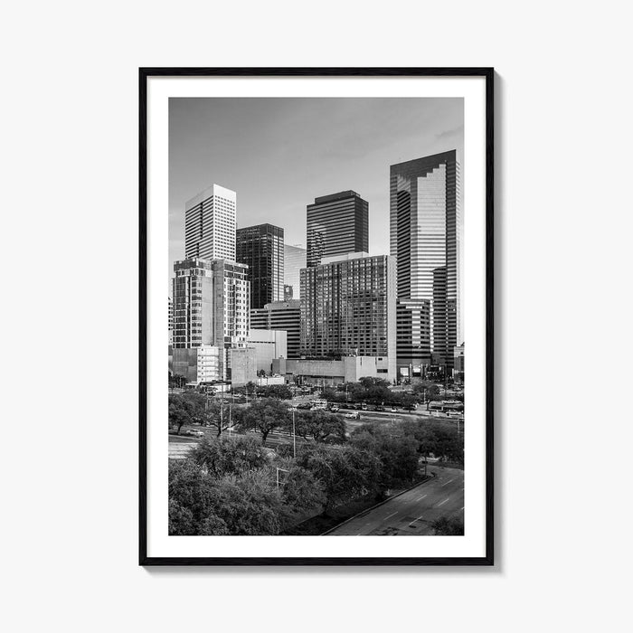 Houston Skyline Black and White Fine Art Photo Print, Texas Downtown Poster
