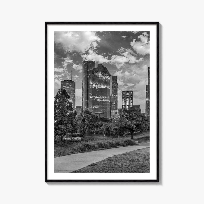 Houston Skyline Black and White Fine Art Photo Print, Downtown Wall Decor, Texas USA