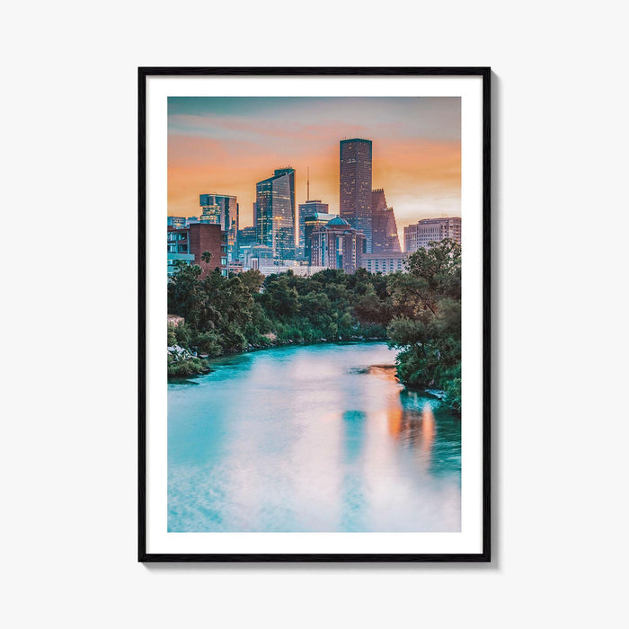 Houston Skyline Fine Art Photo Print, Downtown, Texas USA Wall Poster, East Buffalo Bayou