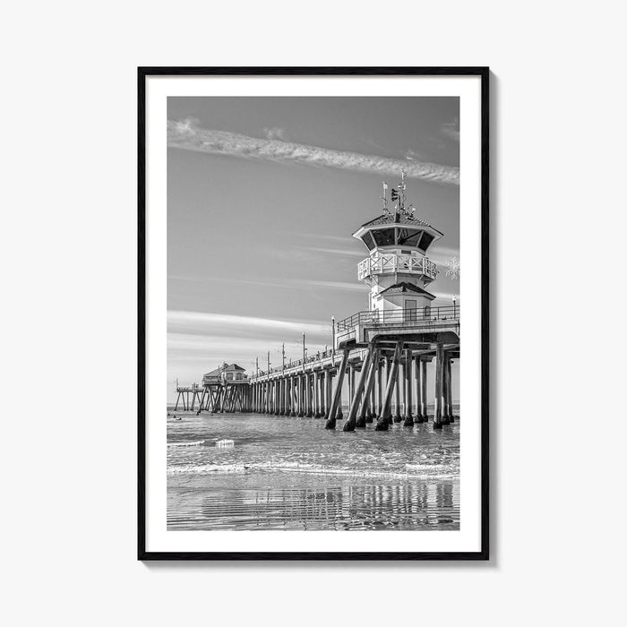 Huntington Beach Black and White Fine Art Photo Print, Orange County Pier California Poster