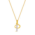 Initial "P" Two tone Pendant with CZ in 22K Gold