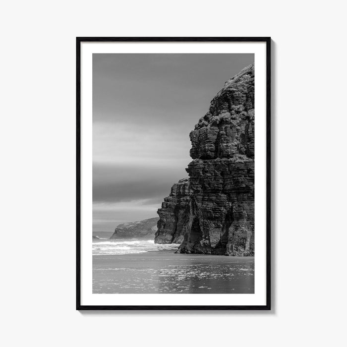 Ballybunion Beach Black and White Fine Art Photo Print, County Kerry Ireland, Cliffs Poster