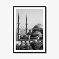 Istanbul Skyline Black and White Fine Art Photo Print, Blue Mosque, Bosphorus, Turkey Poster