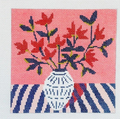 Jacinda Boneau Red Flower Blue Vase Needlepoint Canvas