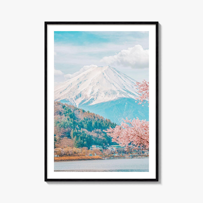 Mount Fuji Fine Art Photo Print, Kawaguchiko Japan, Sakura Cherry Blossom Wall Decor Poster