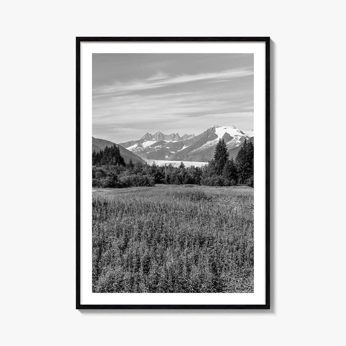 Juneau Black and White Fine Art Photo Print, Mendenhall Glacier Alaska Poster