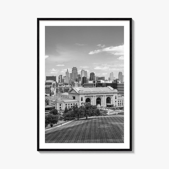 Kansas City Skyline Black and White Fine Art Photo Print, Missouri Union Station Poster