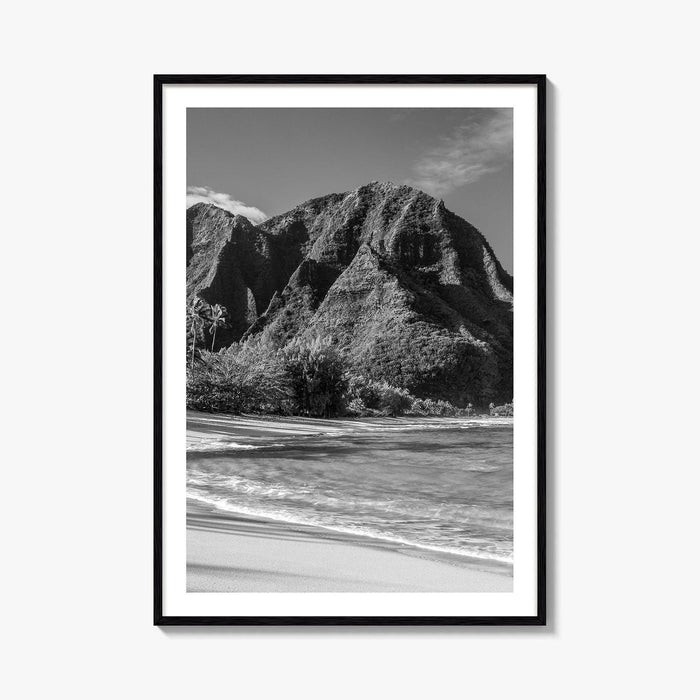 Tunnels Beach Kauai Black and White Fine Art Photo Print, Hawaii Wall Decor, Hanalei