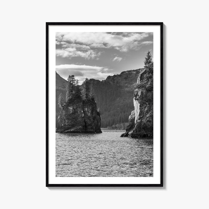 Kenai Fjords National Park Black and White Fine Art Photo Print, Seward Alaska Poster