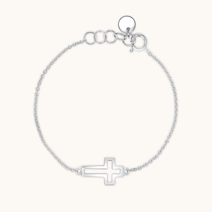 Kid's Sideways Open Cross Dainty Bracelet - Happy Jewelers Fine Jewelry Lifetime Warranty