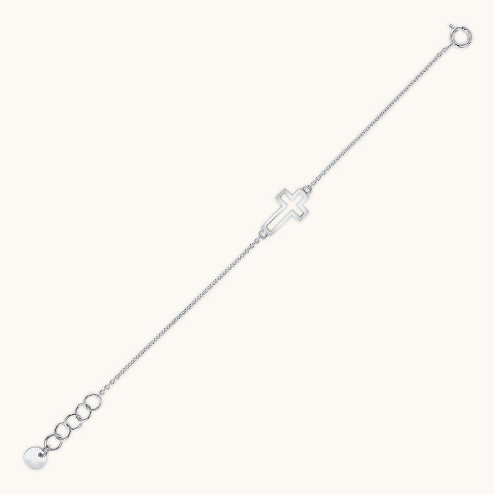 Kid's Sideways Open Cross Dainty Bracelet - Happy Jewelers Fine Jewelry Lifetime Warranty