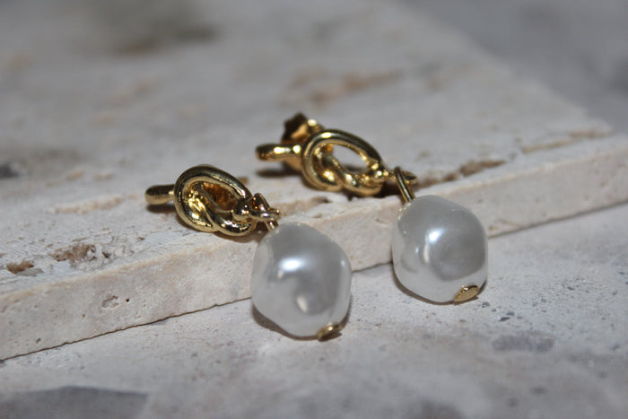 Knot Pearl Drop Earrings