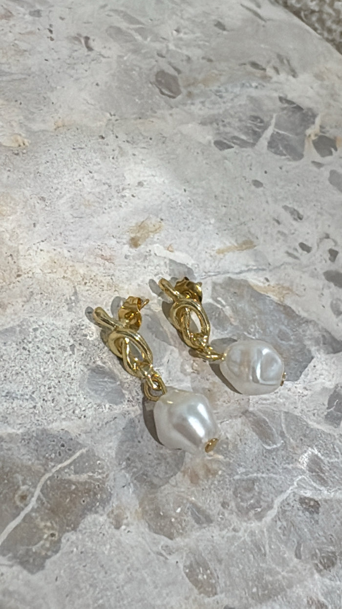 Knot Pearl Drop Earrings