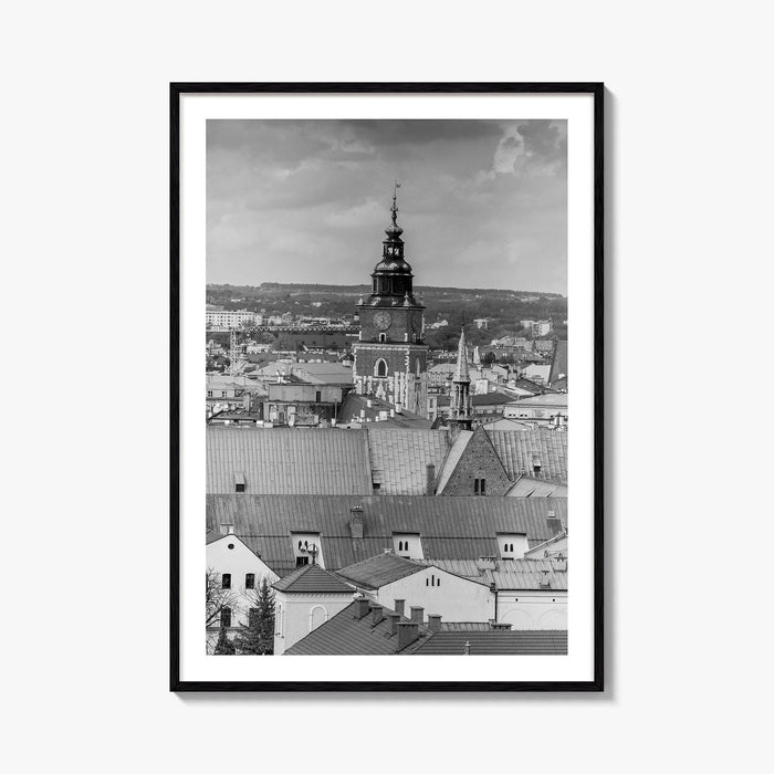 Krakow Black and White Fine Art Photo Print, Poland City View, Wall Decor, Poster