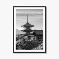 Kyoto Black and White Fine Art Photo Print, Kiyomizu-dera Sakura Cherry Blossom Japan Poster