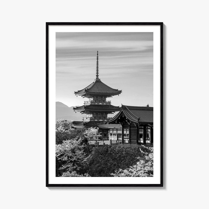 Kyoto Black and White Fine Art Photo Print, Kiyomizu-dera Sakura Cherry Blossom Japan Poster
