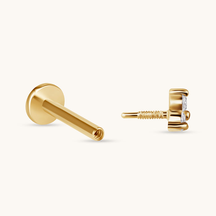 Lab Diamond Trinity Flat Back Single Stud Earring - Happy Jewelers Fine Jewelry Lifetime Warranty
