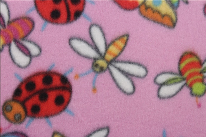 Ladybug Fleece Fabric in Pink