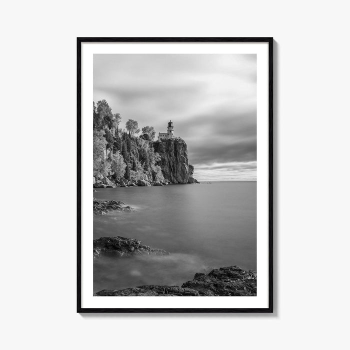 Lake Superior Black and White Fine Art Photo Print, Split Rock Lighthouse Minnesota, USA