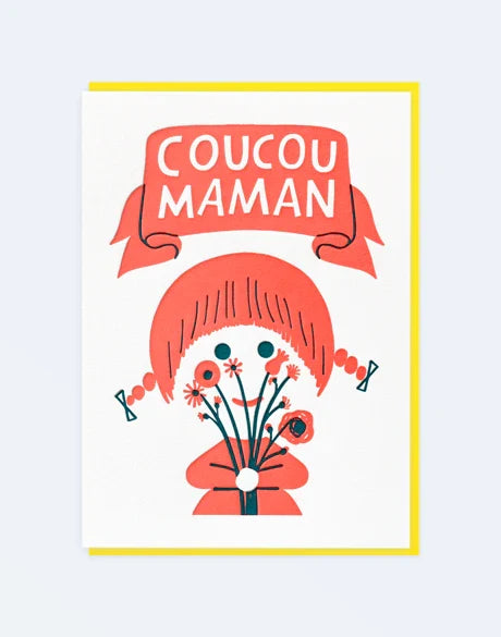 Letterpress de Paris Coucou Maman / Hi Mum greeting card by Amélie Falière
