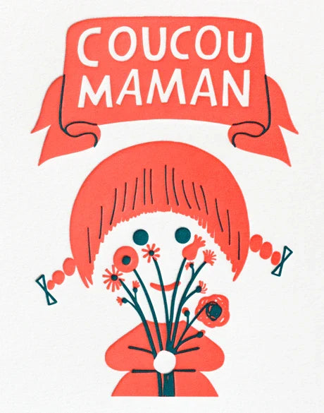 Letterpress de Paris Coucou Maman / Hi Mum greeting card by Amélie Falière