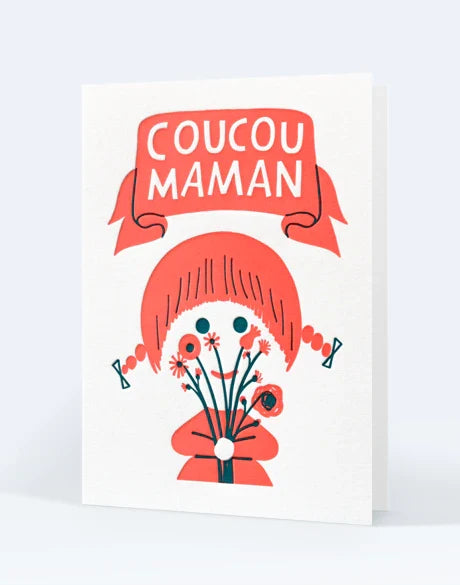 Letterpress de Paris Coucou Maman / Hi Mum greeting card by Amélie Falière