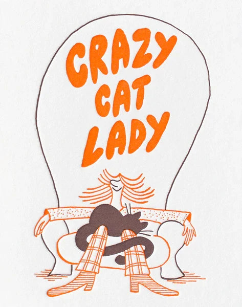 Letterpress de Paris Crazy Cat Lady greeting card by Anne Simon